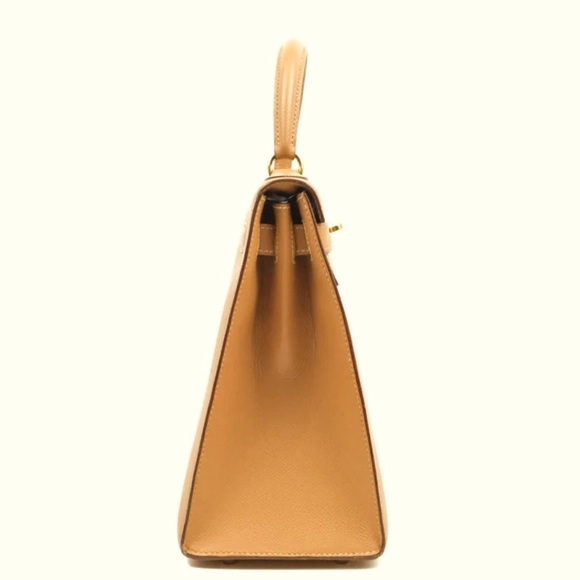 SOLD Hermes vintage Kelly 28 Sellier Courchevel leather Gold with gold hardware - Picture 5 of 16